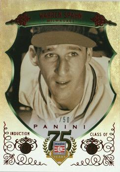 2014 Panini Hall of Fame 75th Year Anniversary - Green Frame Red #45 Warren Spahn Front