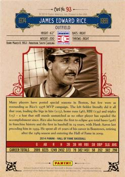 2014 Panini Hall of Fame 75th Year Anniversary - Base Red Frame #93 Jim Rice Back