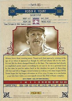 2014 Panini Hall of Fame 75th Year Anniversary - Red Frame Blue #83 Robin Yount Back