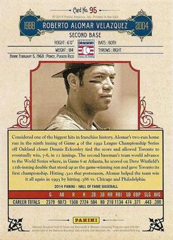 2014 Panini Hall of Fame 75th Year Anniversary - Red Frame Blue #95 Roberto Alomar Back