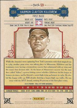 2014 Panini Hall of Fame 75th Year Anniversary - Red Frame Gold #59 Harmon Killebrew Back