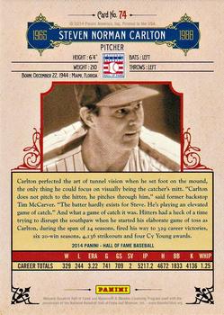 2014 Panini Hall of Fame 75th Year Anniversary - Red Frame Gold #74 Steve Carlton Back