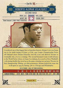2014 Panini Hall of Fame 75th Year Anniversary - Red Frame Green #95 Roberto Alomar Back