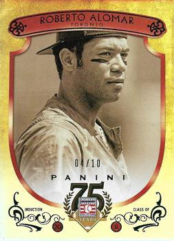 2014 Panini Hall of Fame 75th Year Anniversary - Red Frame Green #95 Roberto Alomar Front