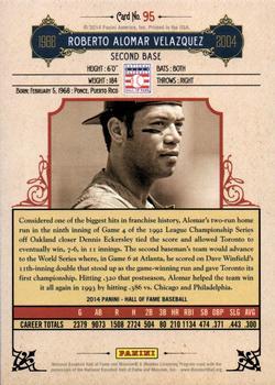 2014 Panini Hall of Fame 75th Year Anniversary - Red Frame Red #95 Roberto Alomar Back