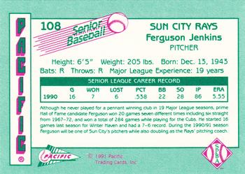 1991 Pacific Senior League #108 Fergie Jenkins Back