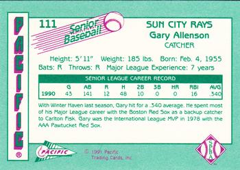 1991 Pacific Senior League #111 Gary Allenson Back