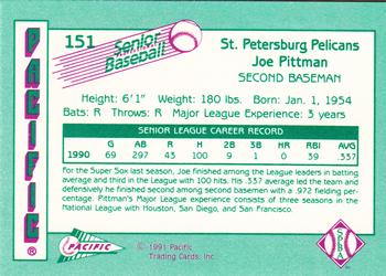 1991 Pacific Senior League #151 Joe Pittman Back
