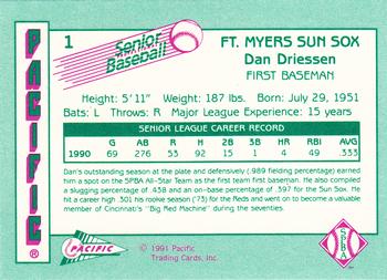 1991 Pacific Senior League #1 Dan Driessen Back
