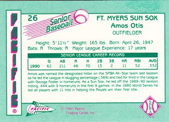 1991 Pacific Senior League #26 Amos Otis Back