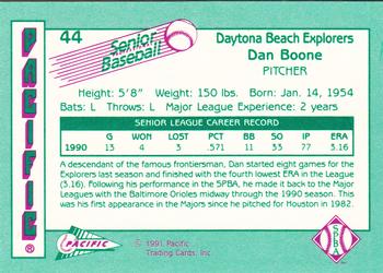 1991 Pacific Senior League #44 Dan Boone Back