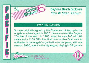 1991 Pacific Senior League #51 Stan Cliburn / Stu Cliburn Back
