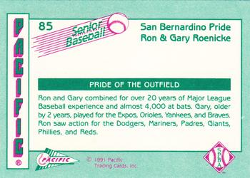 1991 Pacific Senior League #85 Ron Roenicke / Gary Roenicke Back
