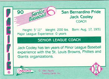 1991 Pacific Senior League #90 Jack Cooley Back