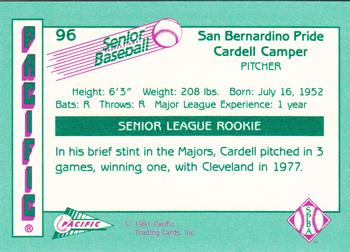 1991 Pacific Senior League #96 Cardell Camper Back