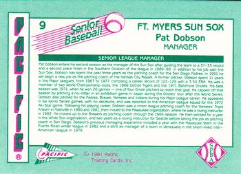 1991 Pacific Senior League #9 Pat Dobson Back