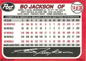 1990 Post Cereal #14 Bo Jackson Back