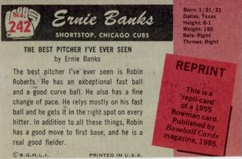 1985 Baseball Cards Magazine Repli-Cards #242 Ernie Banks Back