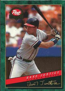 1994 Post Cereal #6 Dave Justice Front