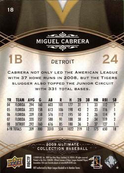 2009 Upper Deck Ultimate Collection #18 Miguel Cabrera Back