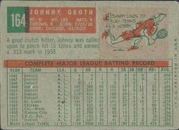 1959 Topps Venezuelan #164 Johnny Groth Back