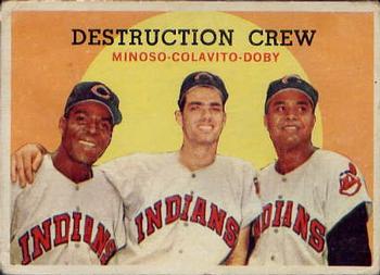 1959 Topps Venezuelan #166 Destruction Crew (Minnie Minoso / Rocky Colavito / Larry Doby) Front