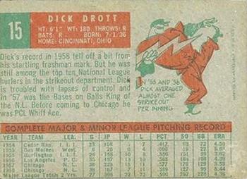 1959 Topps Venezuelan #15 Dick Drott Back
