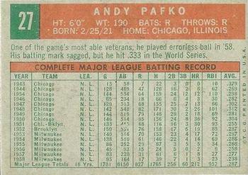 1959 Topps Venezuelan #27 Andy Pafko Back