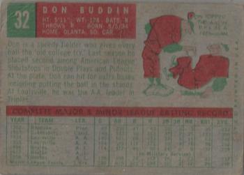 1959 Topps Venezuelan #32 Don Buddin Back