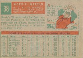 1959 Topps Venezuelan #38 Morrie Martin Back