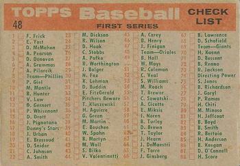 1959 Topps Venezuelan #48 Baltimore Orioles Back