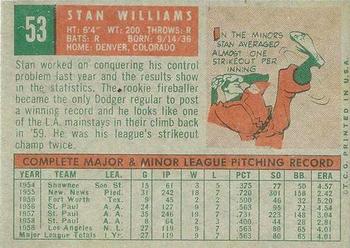 1959 Topps Venezuelan #53 Stan Williams Back