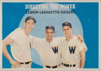 1959 Topps Venezuelan #74 Directing the Power (Jim Lemon / Cookie Lavagetto / Roy Sievers) Front