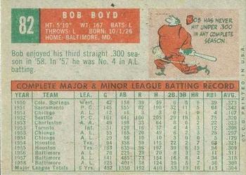 1959 Topps Venezuelan #82 Bob Boyd Back