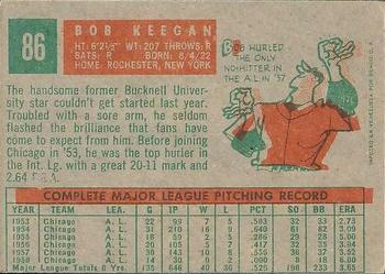 1959 Topps Venezuelan #86 Bob Keegan Back