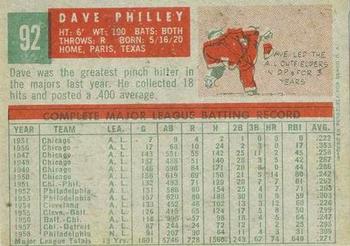 1959 Topps Venezuelan #92 Dave Philley Back