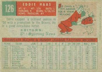 1959 Topps Venezuelan #126 Eddie Haas Back