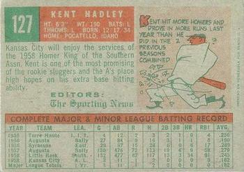 1959 Topps Venezuelan #127 Kent Hadley Back