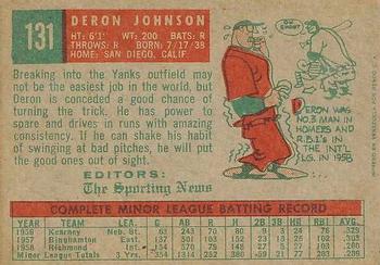 1959 Topps Venezuelan #131 Deron Johnson Back