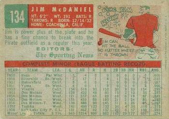 1959 Topps Venezuelan #134 Jim McDaniel Back