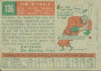 1959 Topps Venezuelan #136 Jim O'Toole Back