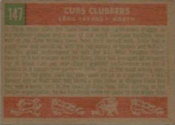 1959 Topps Venezuelan #147 Cubs' Clubbers (Dale Long / Ernie Banks / Walt Moryn) Back