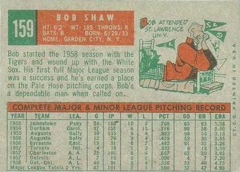 1959 Topps Venezuelan #159 Bob Shaw Back