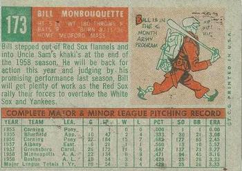 1959 Topps Venezuelan #173 Bill Monbouquette Back