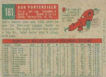 1959 Topps Venezuelan #181 Bob Porterfield Back