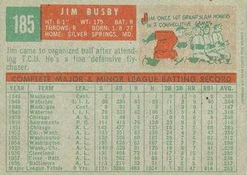 1959 Topps Venezuelan #185 Jim Busby Back
