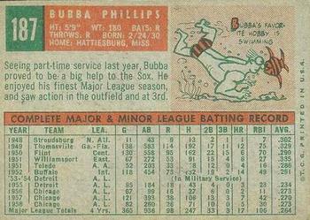 1959 Topps Venezuelan #187 Bubba Phillips Back