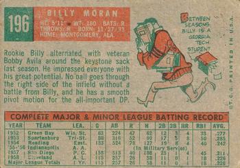 1959 Topps Venezuelan #196 Billy Moran Back