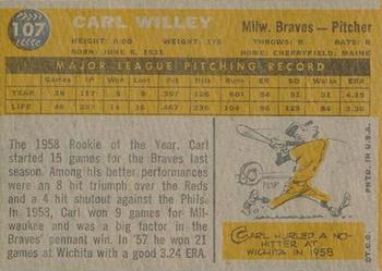 1960 Topps Venezuelan #107 Carl Willey Back