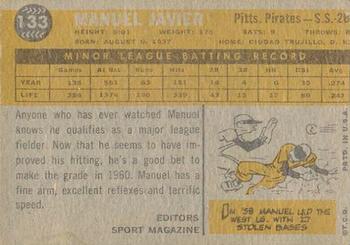 1960 Topps Venezuelan #133 Manuel Javier Back